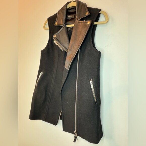 Mackage Sleeveless Jacket w/ Leather Collar | Black | Size XS - Picture 10 of 16
